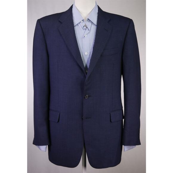 Hickey Freeman Blue Blazer Houndstooth Wool Sportcoat Jacket 40R - Picture 2 of 8
